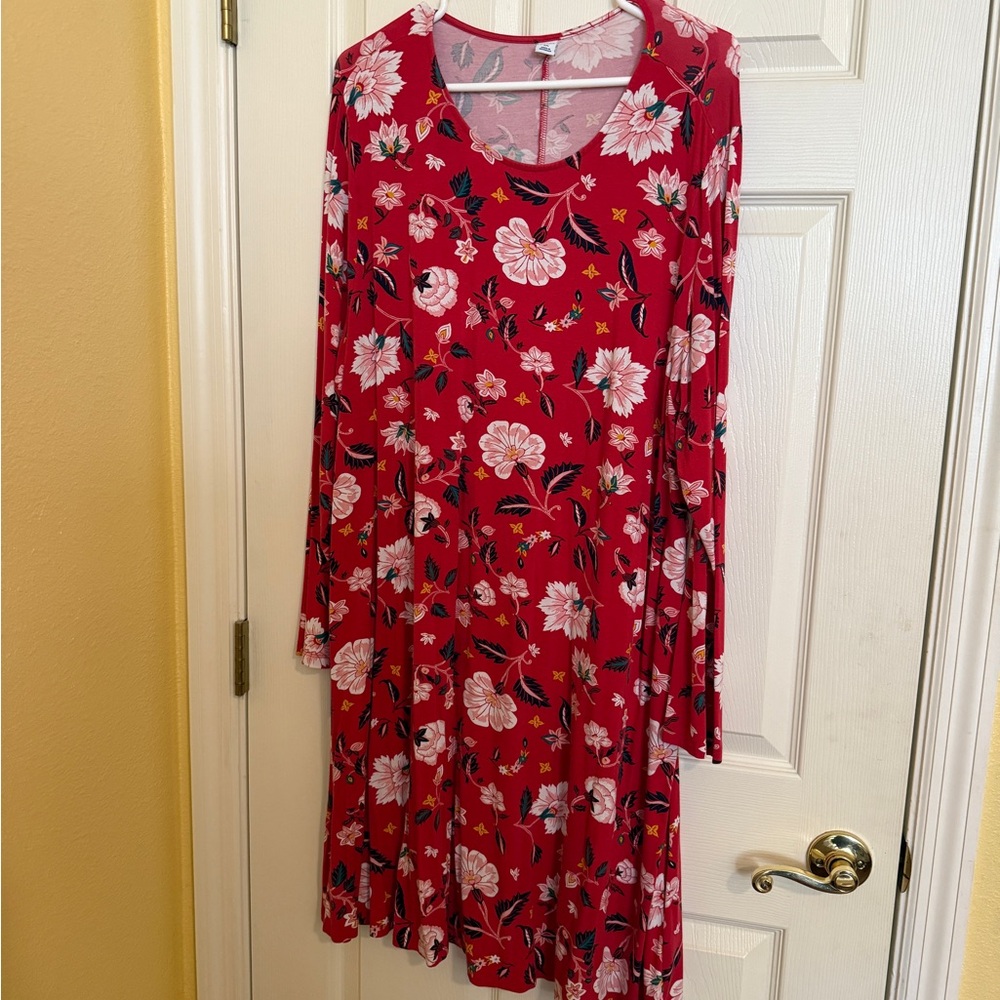 Old Navy Red and White Ruffled Long Sleeve Sundress